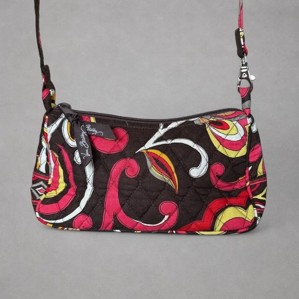 Vera Bradley Puccini Quilted Shoulder Bag Retired Brown Pink Yellow Y2K Purse
